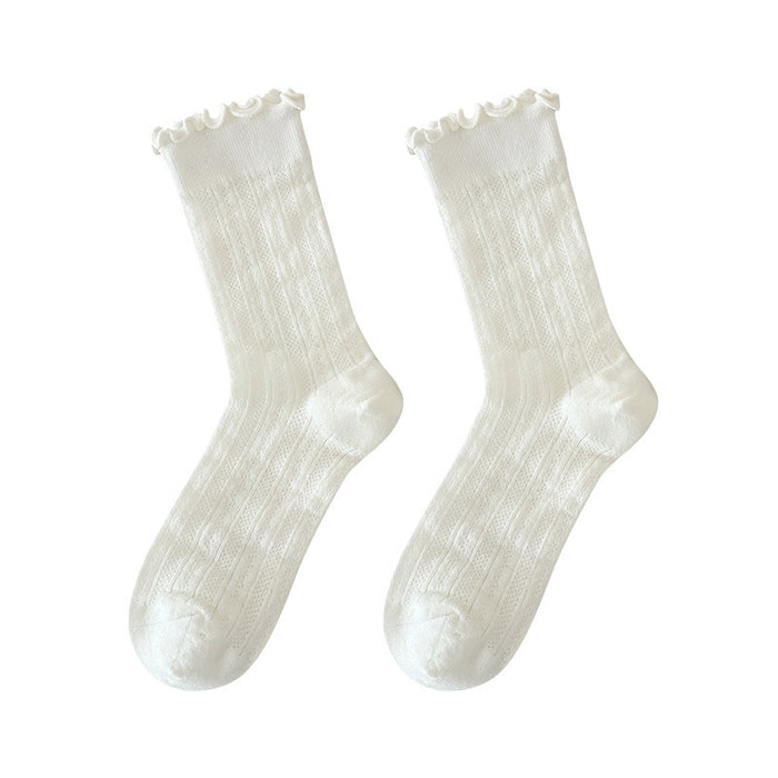 Wholesale Pile up socks, loose mouth mid tube socks, pure cotton mesh boneless socks