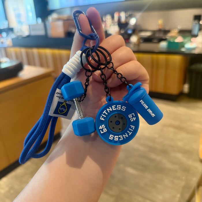 Wholesale Creative Mini Fitness Barbell Keychain