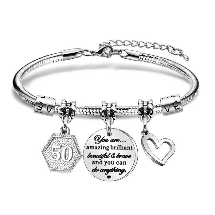 Wholesale Bracelet made of stainless steel, soft chain, round plate, engraved with heart-shaped pendant, made of stainless steel