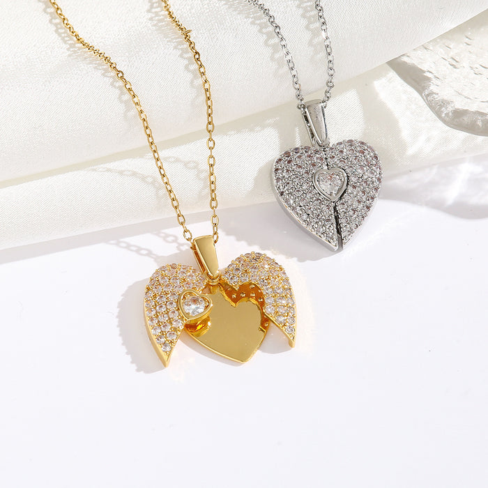 Wholesale titanium steel heart-shaped necklace women's