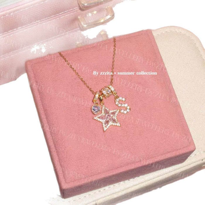 Wholesale Heart Letter Pendant Chain Alloy Electroplated Choker Necklace