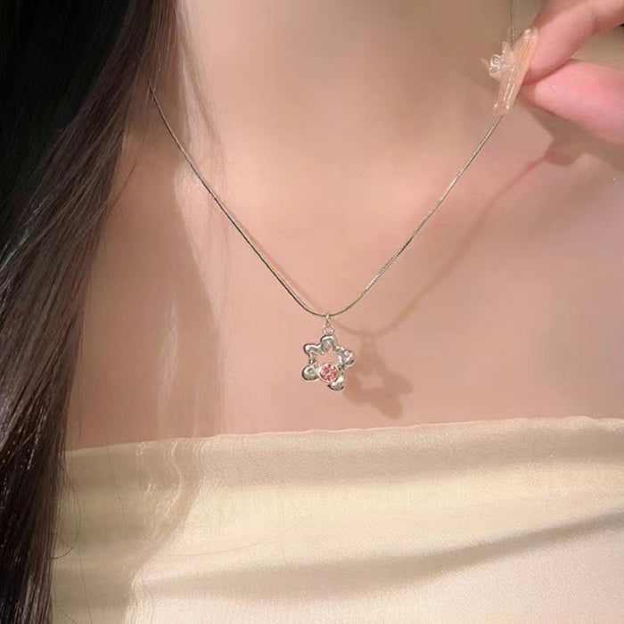 Wholesale Zircon flower pentagram necklace with new design, light luxury, niche collarbone
