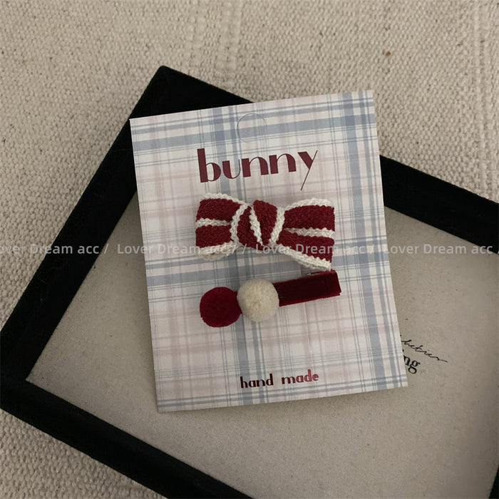 Wholesale Plush bow hair clip, cute and fashionable duckbill clip, bangs clip, hair accessory