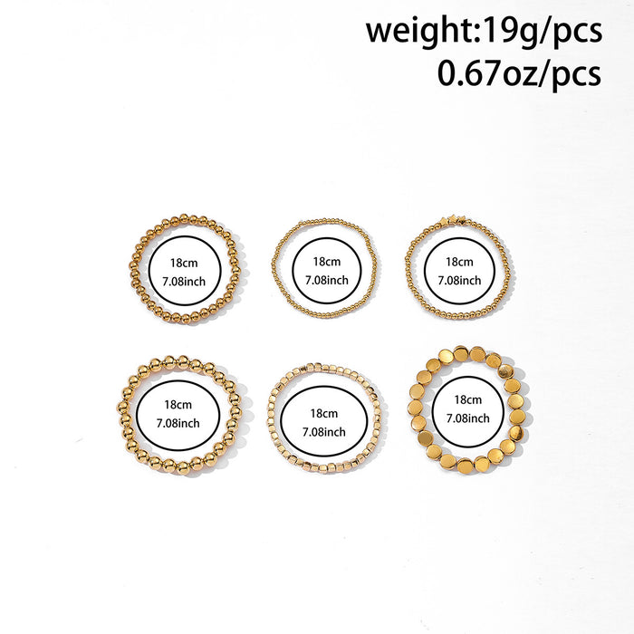 Wholesale New Jewelry Metal Style Geometric Handmade Bead Chain Versatile Alloy Stacked Bracelet