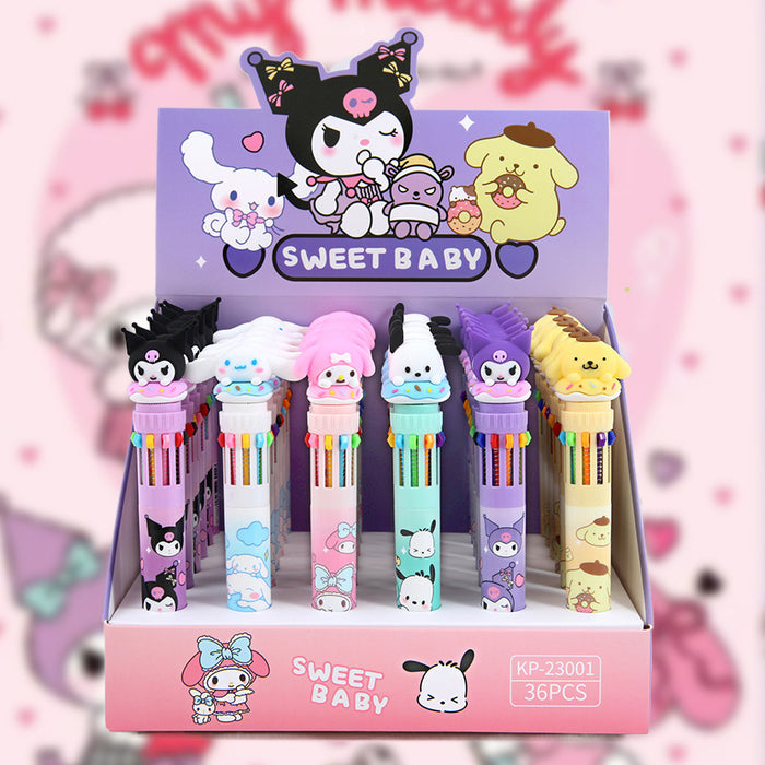 Wholesale 36pcs Halloween Soft Rubber Grip 10-Color Ballpoint Pen Set Cartoon Design