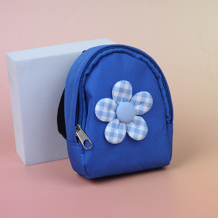Wholesale Trendy Flower Backpack Coin Purse In Blue Canvas Fashionable Charm Bag