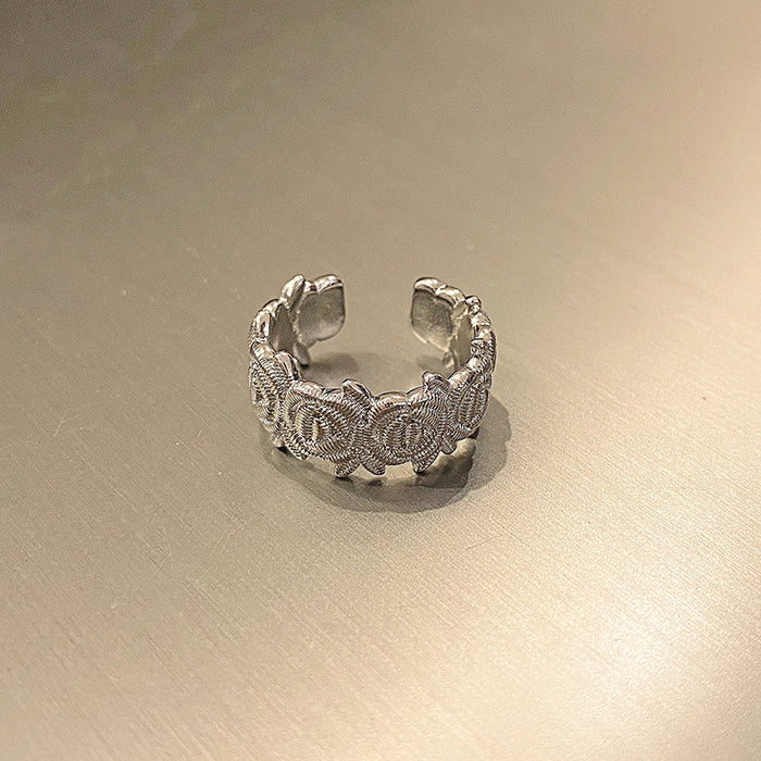 Wholesale Minimalist temperament open ring, niche design sense, double-layer round bead zircon commuting ring