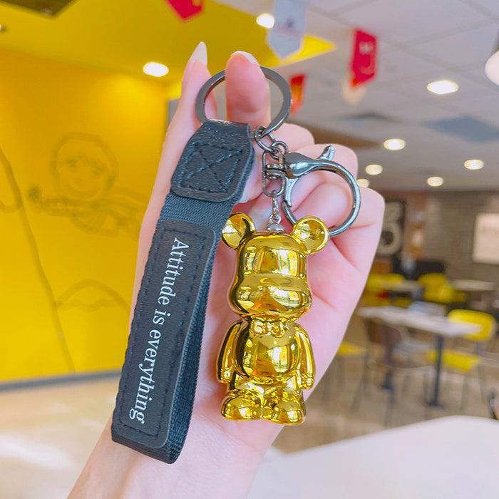 Wholesale Electroplating  bear schoolbag pendant small gift keychain accessories car key chain net red envelope bag ornaments