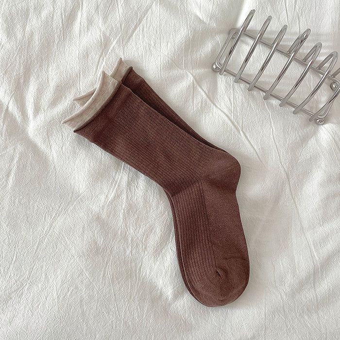 Wholesale Long socks with rolled edges and boneless middle tube socks, versatile and loose fit