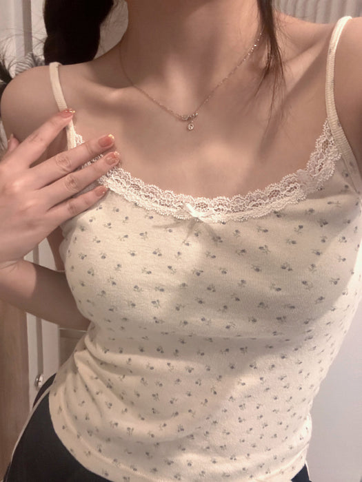 Wholesale Summer new floral short-sleeved right-shoulder crop top for women slimming and slimming bottoming