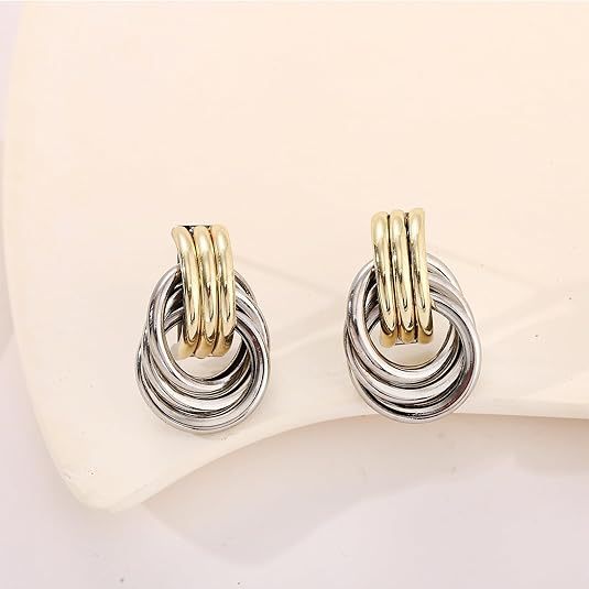 Wholesale New knot earrings made of stainless steel and gold with multiple layers of twisted knot lines, versatile and niche earrings