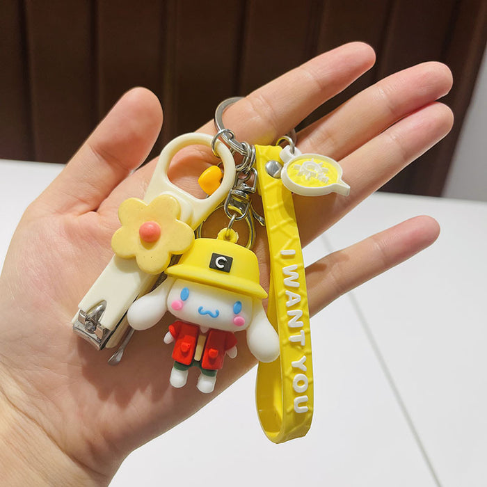 Wholesale  Silicone Doll Spaceman Keychain Pendant Bag  Nail Clipper Ear Digging Spoon Keychain