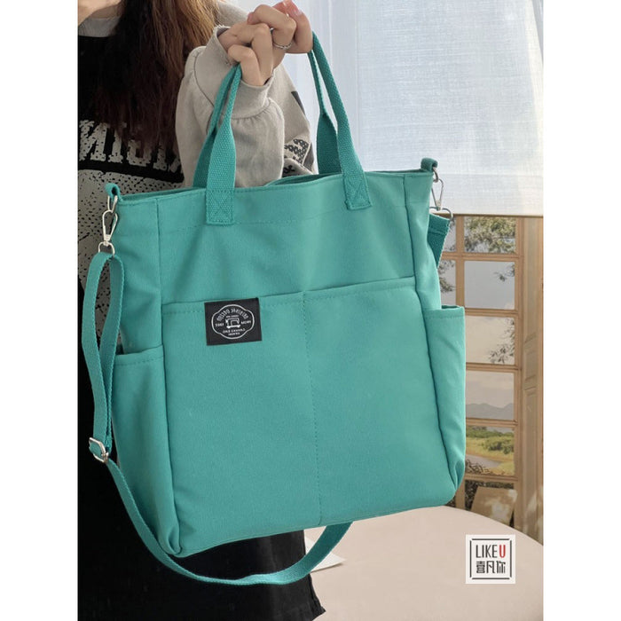 Wholesale Zipper multi-pocket casual versatile one-shoulder crossbody canvas student literary tote bag