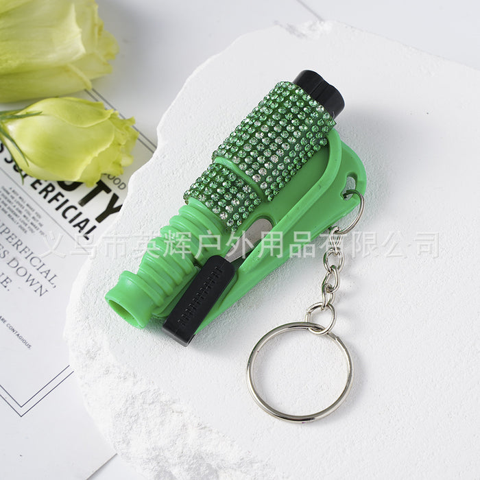 Wholesale Diamond-studded Plastic 2-in-1 Mini Window Breaker Keychain JDC-KC-ZY029