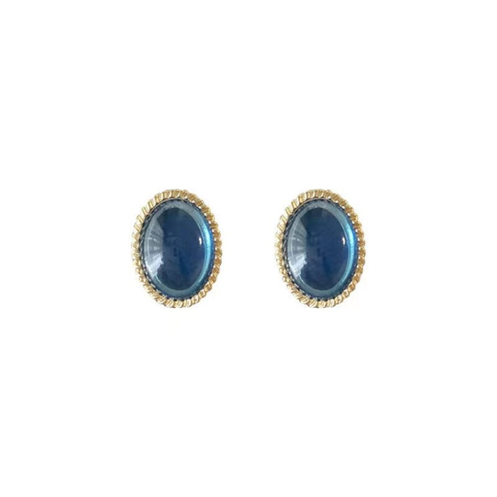 Wholesale vintage Palace style gentle elegant oval sapphire antique stud earrings