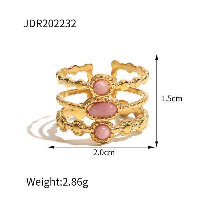 Wholesale Vintage Stainless Steel Gemstone Ring 18k Gold-plated Ring JDC-RS-JD002