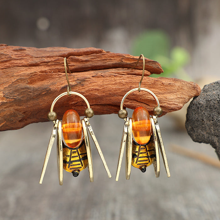 Wholesale Retro Animal Bee Long Alloy Earrings