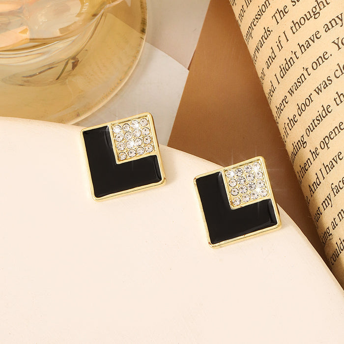 Wholesale Minimalist earrings, fashionable and niche silver needle geometric square earrings, temperament earrings, versatile earrings, earrings, pendants