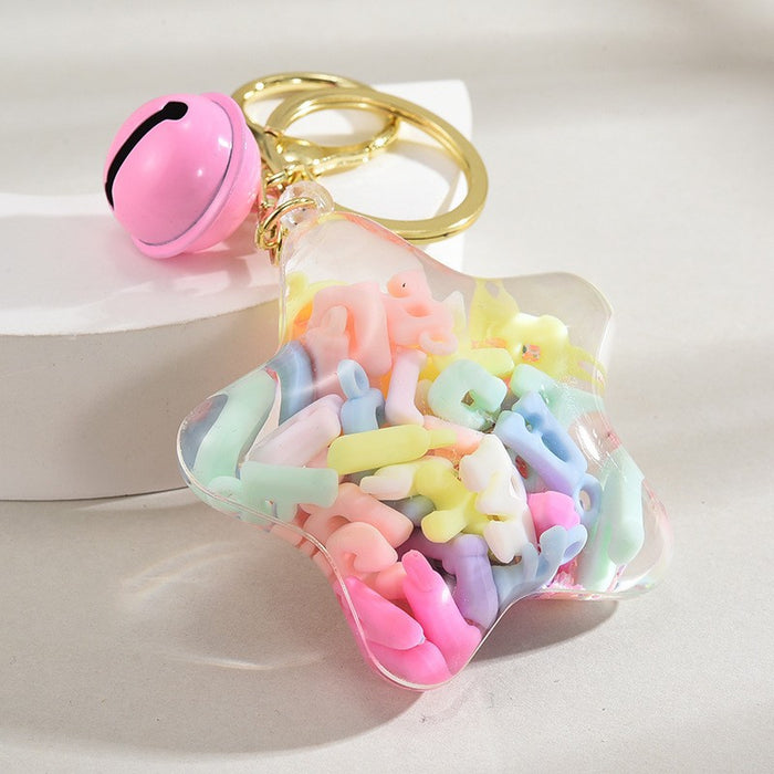 Wholesale Acrylic Oil-Filled,  Flowing Glitter Starfish Keychain