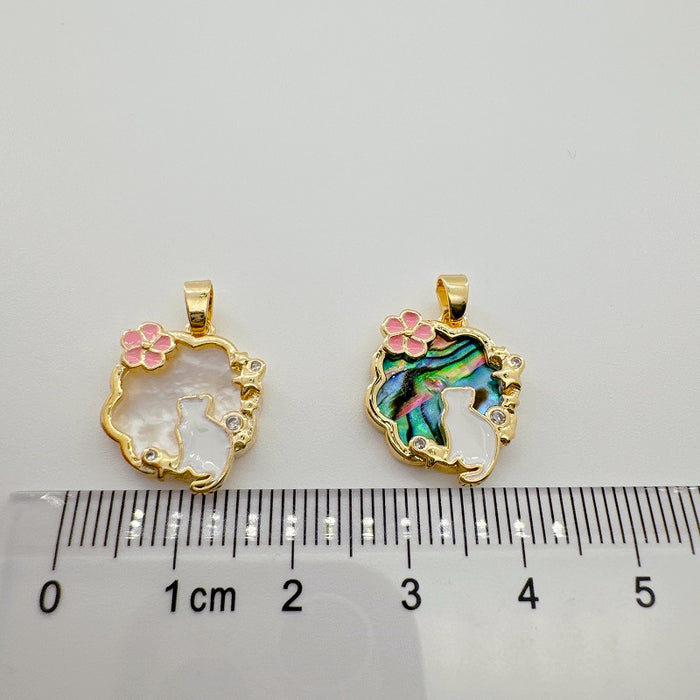 Wholesale Koi Fish Mother-of-Pearl Pendant Copper Electroplated Jewelry Accessory MOQ≥2