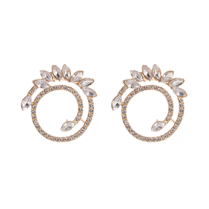 Wholesale Fashionable alloy colored diamond flower large circle, caring temperament, simple and fashionable jewelry, sunflower earrings