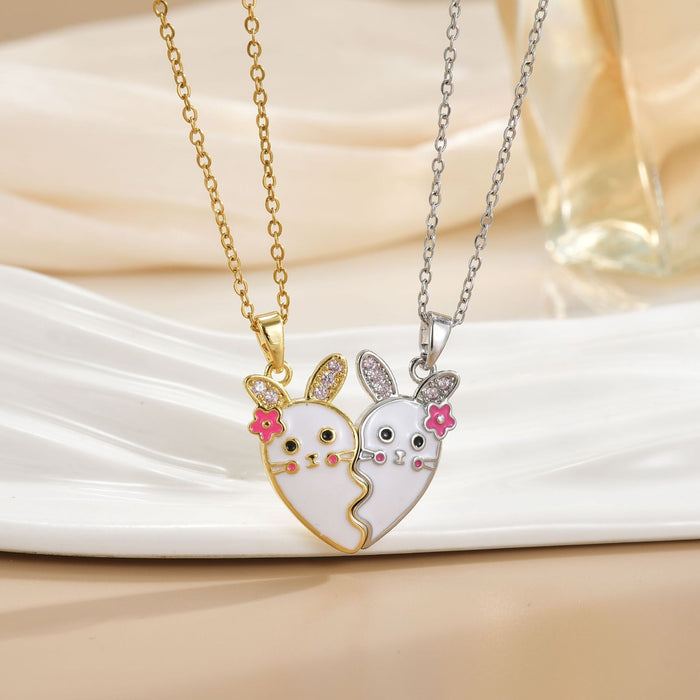 Wholesale Cartoon rainbow heart magnetic interlocking choker necklace