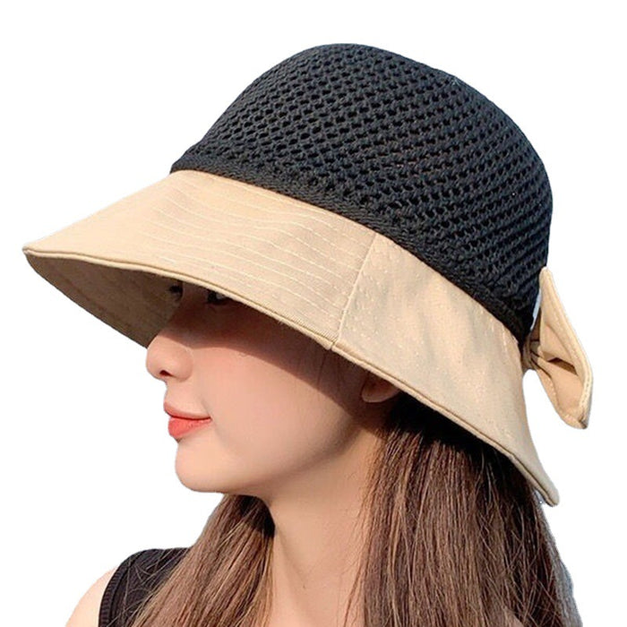 Wholesale Mesh Woven Bucket Hat Bow Sun Hat JDC-HT-PX004