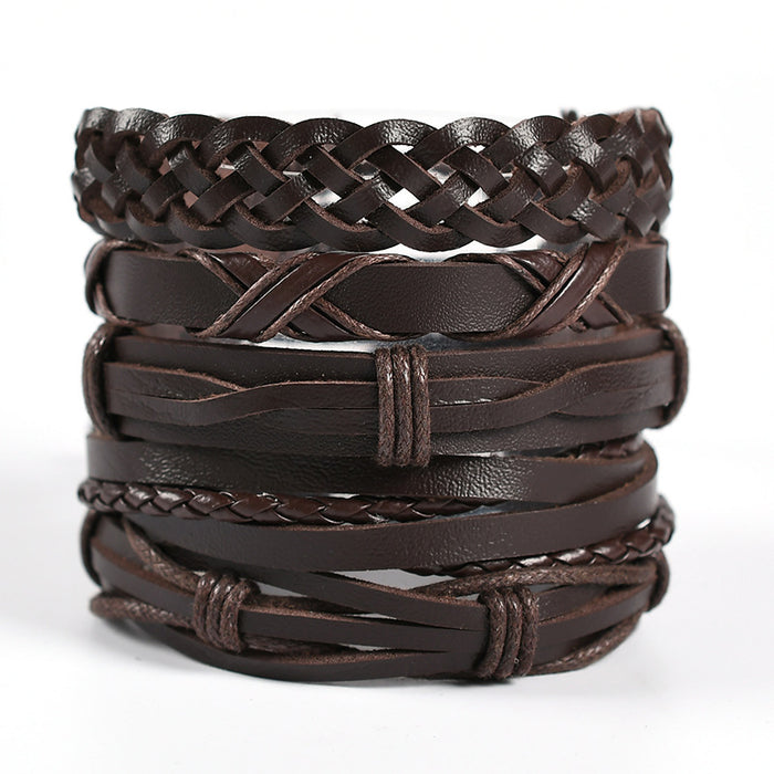 Wholesale Men's woven leather bracelet, genuine leather bracelet
