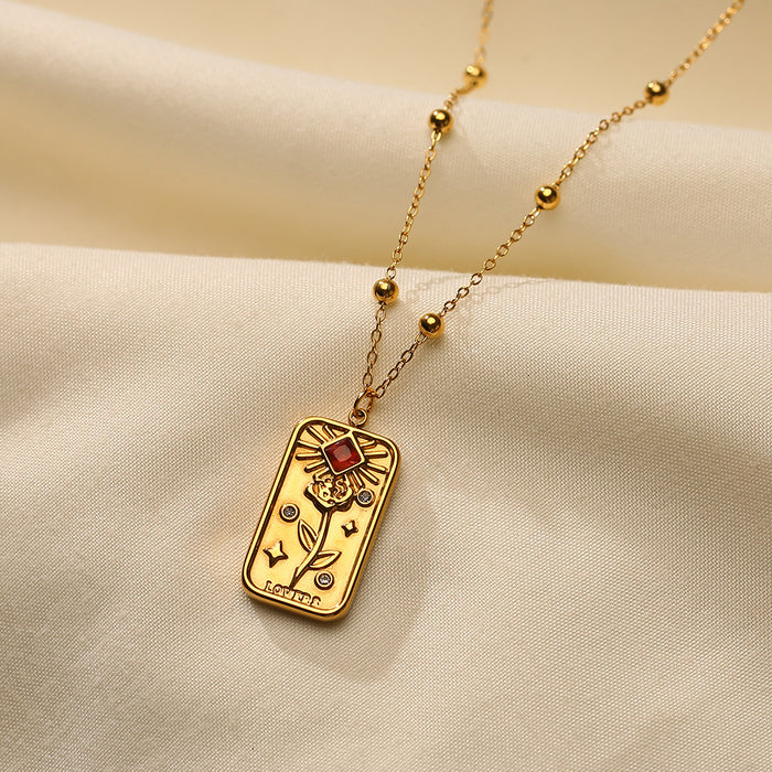 Wholesale Fashionable hot selling retro style stainless steel rainbow zircon necklace electroplating wholesale