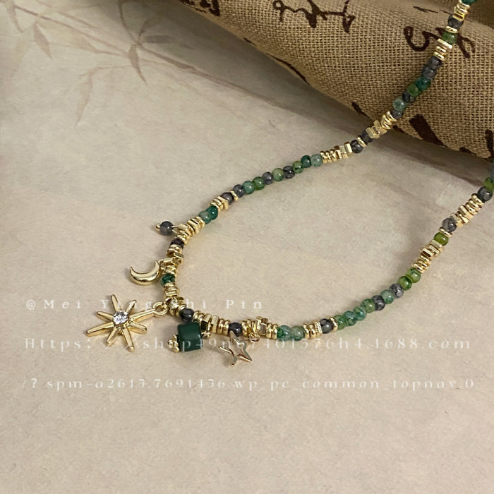 Wholesale sunflower pendant beaded necklace versatile stacked clavicle chain gift
