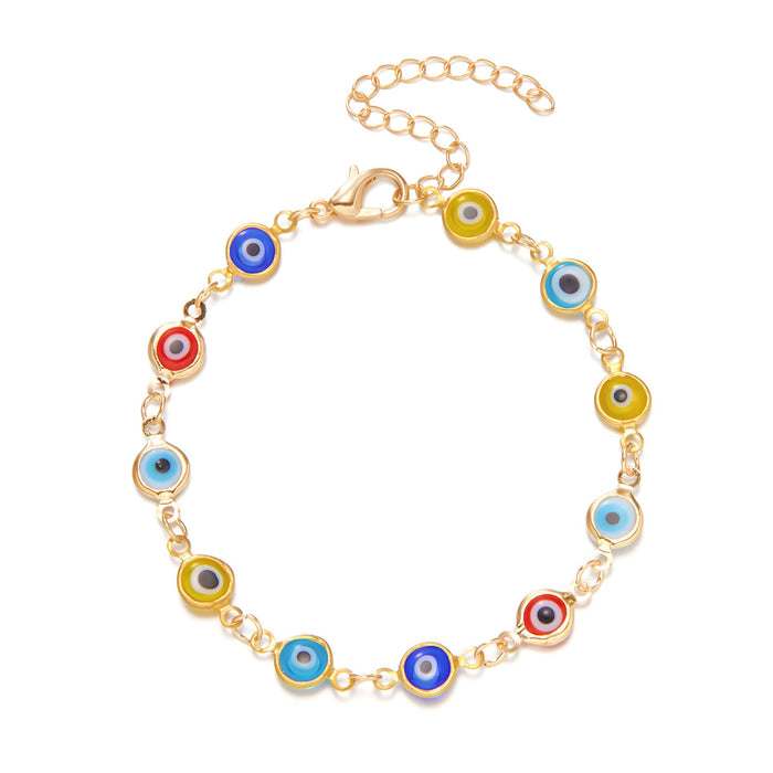 Wholesale Adjustable Retro Color Drip Oil Eye Bracelet
