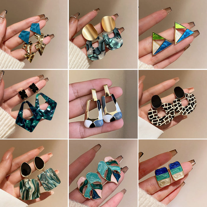 Wholesale Silver Acrylic Square Geometric Earrings High Sense Niche Personality Simple Earrings