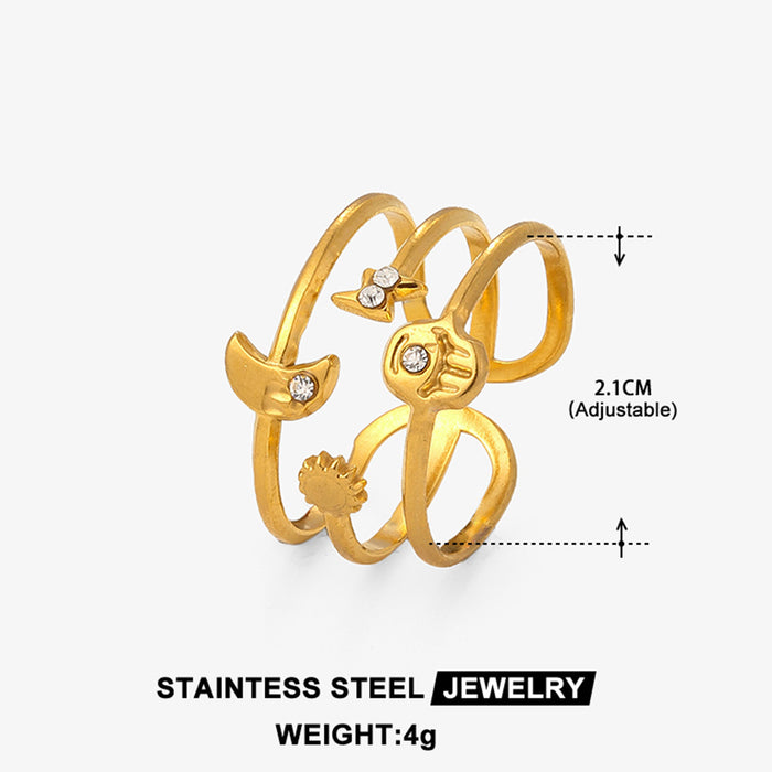 Wholesale Simple geometric irregular shaped ring with adjustable opening, titanium steel non fading ring, stainless steel open ring