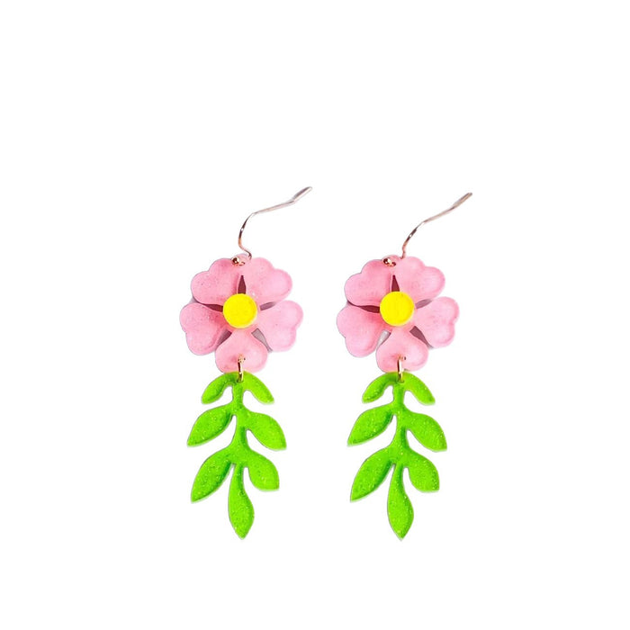 Wholesale Spring Flower Double Color Splicing Design Earrings and Pendants