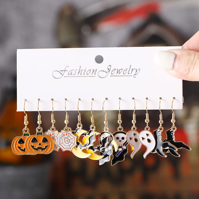 Wholesale Zinc Alloy Earring Set Ghost Pumpkin Skull Drop Earrings Party Gift
