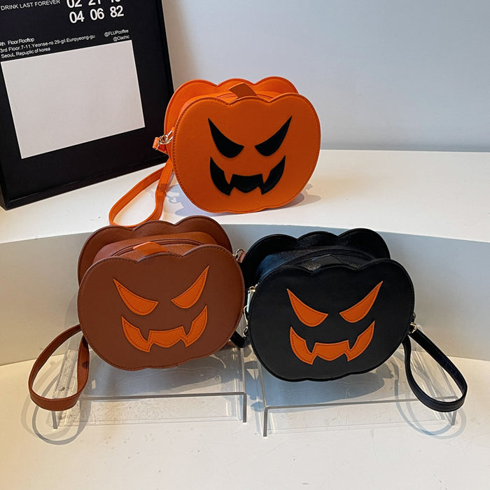 Wholesale  Pumpkin Small Round PU Crossbody Bag Trendy Street Style Fashion Accessory Gift for Women
