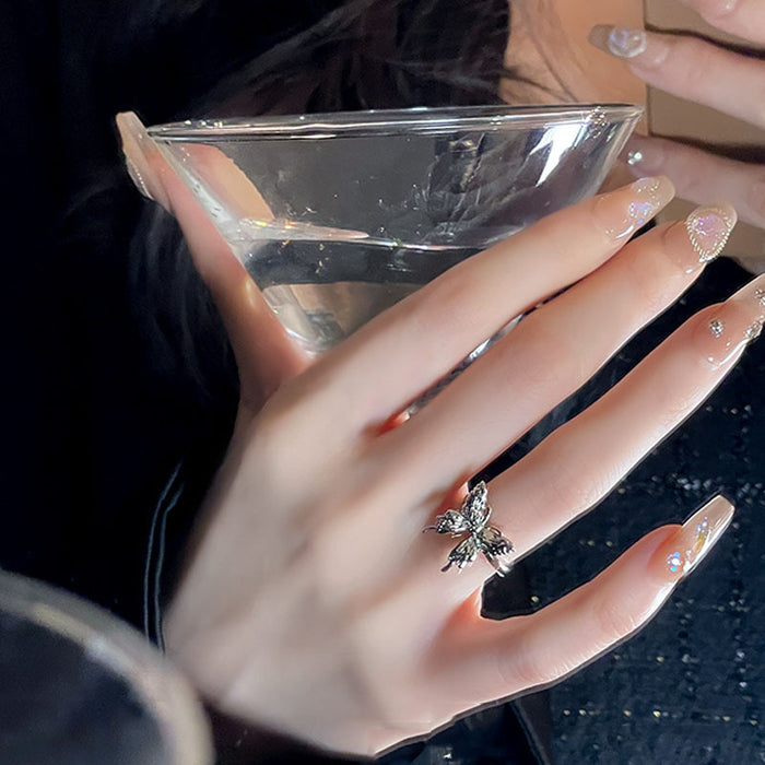 Wholesale Butterfly opening ring for women, niche trend, exquisite and high-end sense, index finger ring, fashionable and personalized