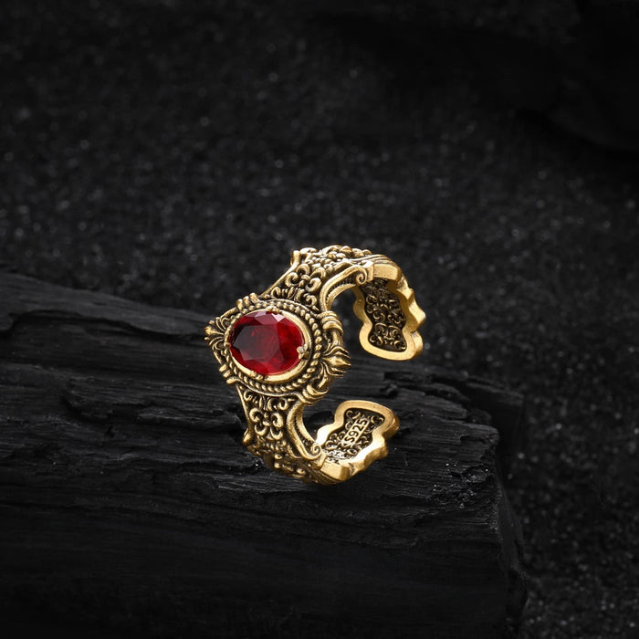 Wholesale Vintage Heavy Industry Zircon Ring, niche, high-end, light luxury, versatile, new handmade accessory