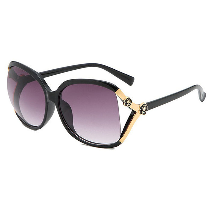 Wholesale Large frame camellia sunglasses rose sunglasses retro women's glasses