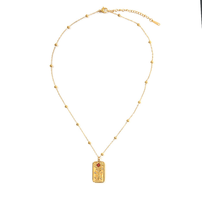 Wholesale Fashionable hot selling retro style stainless steel rainbow zircon necklace electroplating wholesale