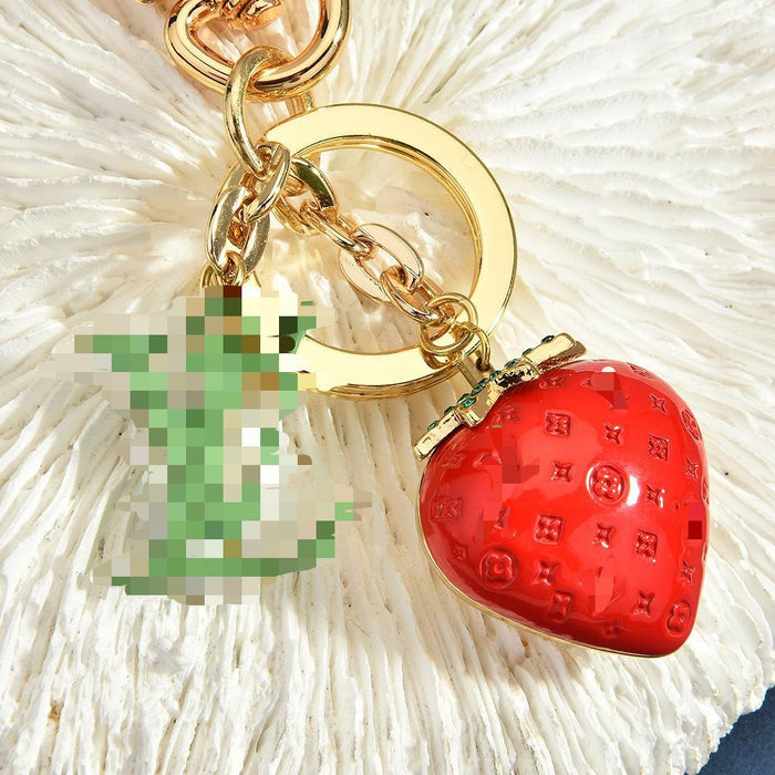 Wholesale Fresh Strawberry Bag Charm Keychain Alloy Gold Plated Women S Purse Pendant Everyday Gift Accessory