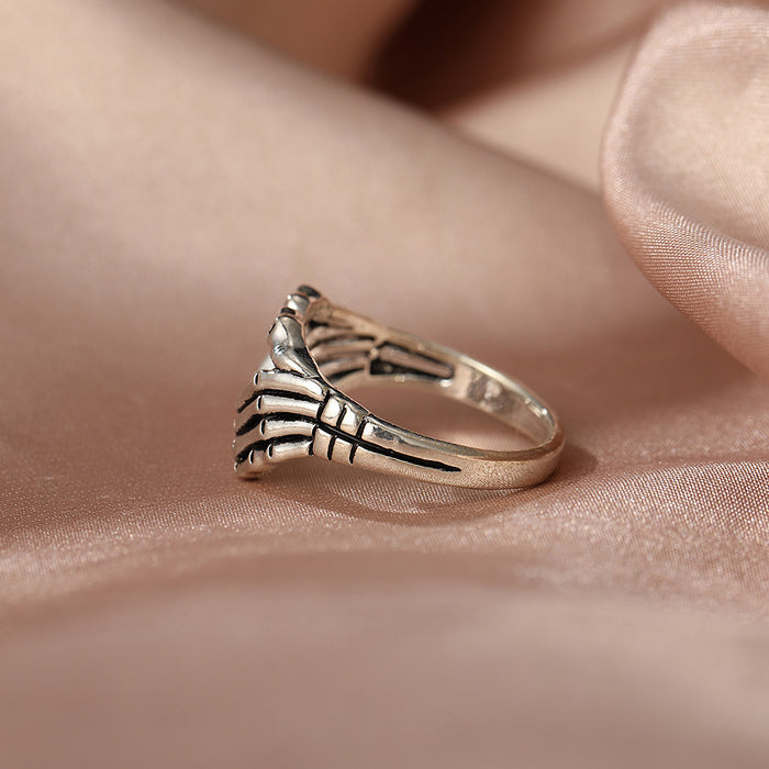 Wholesale Dark Palm-Shaped Ring Personalized Fashion Retro Ring