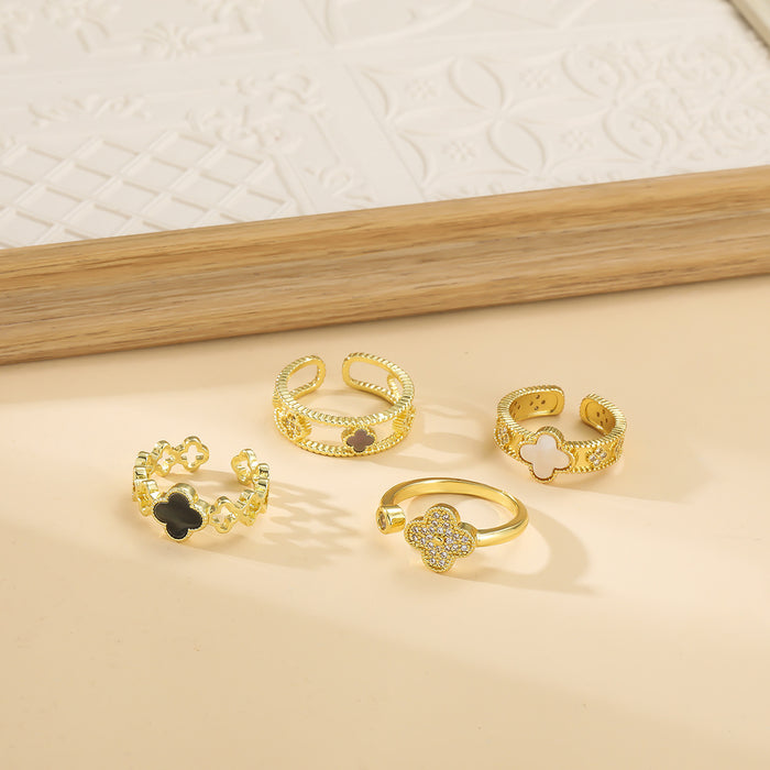 Wholesale A niche high-end light luxury ring with a retro opening and adjustable ring design