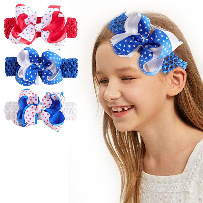 Wholesale 50PCS Children's Bow Independence Day Wide Brim Headband JDC-HD-XiuG003