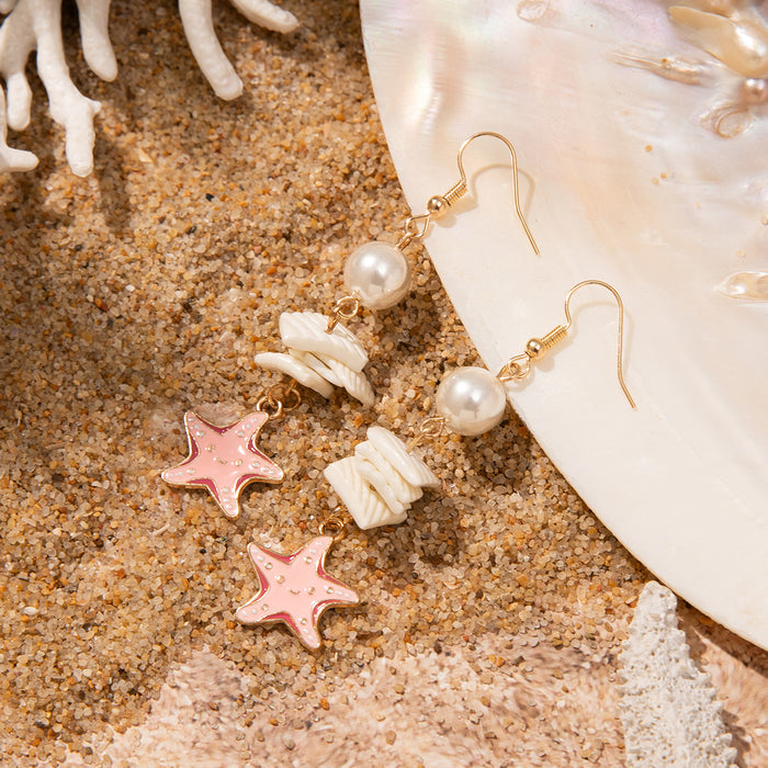 Wholesale Ocean holiday style starfish pendant earrings women ins style niche temperament shell earrings tide