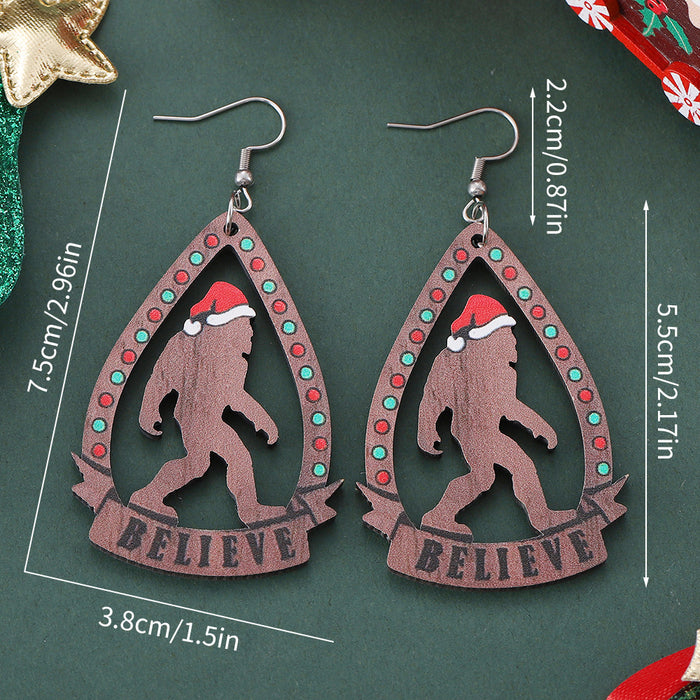 Wholesale Christmas teardrop openwork pendant earrings