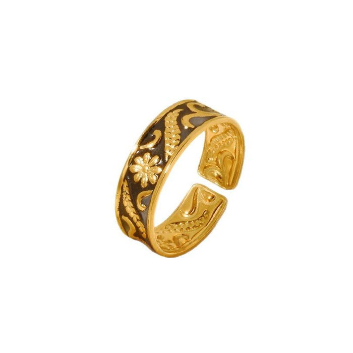 Wholesale Stainless steel retro artistic opening ring, women's niche design, ring accessories