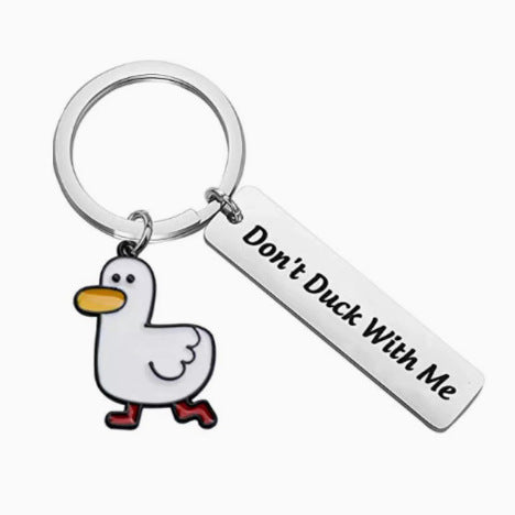 Wholesale Amazon direct supply cute pet duck stainless steel keychain creative little duck key chain student backpack pendant