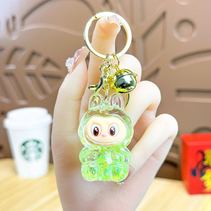 Wholesale Acrylic Bunny Quicksand Keychain Luminous Flashing Cute Doll Bag Gift Keychain