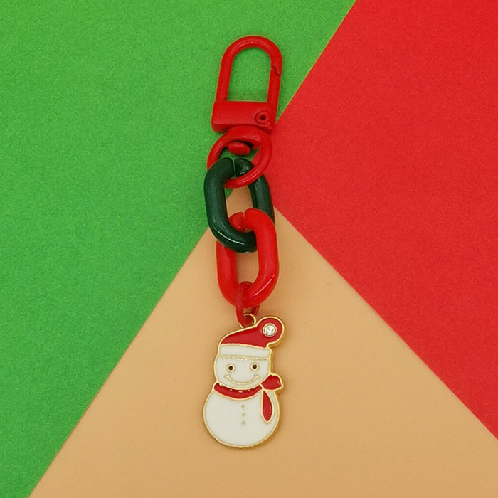 Wholesale Christmas Keychain Pendant Cute  Snowflake Elk Tree Snowman Mobile Phone Chain Bag Pendant